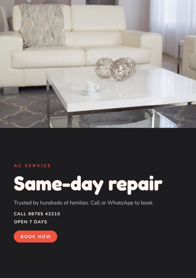 Coral Same-day repair Ac service Flyer A4 — editable business template