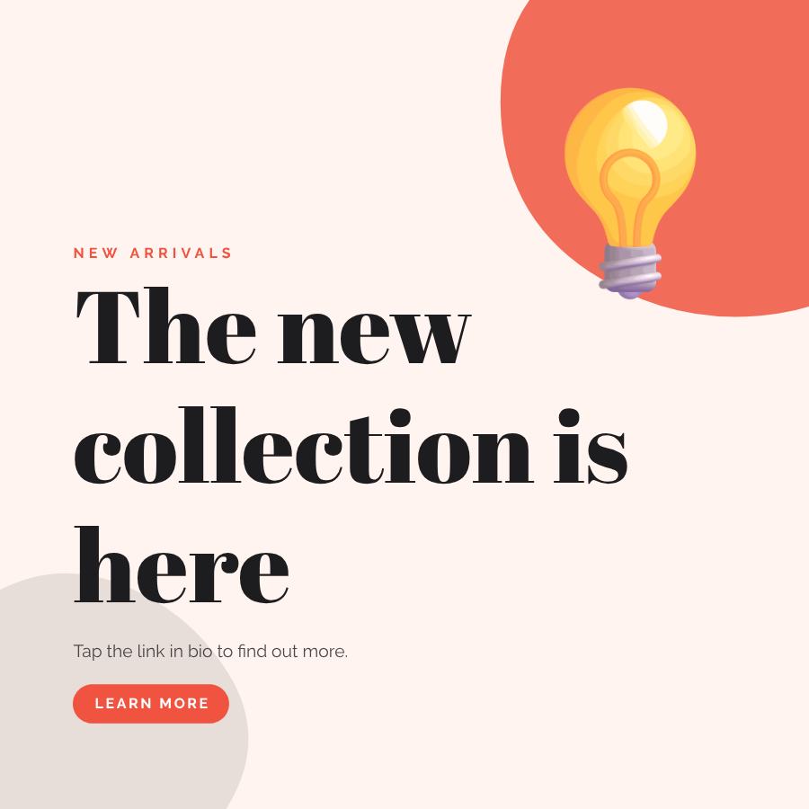 Coral The new collection is here Announcement Post — editable social media template