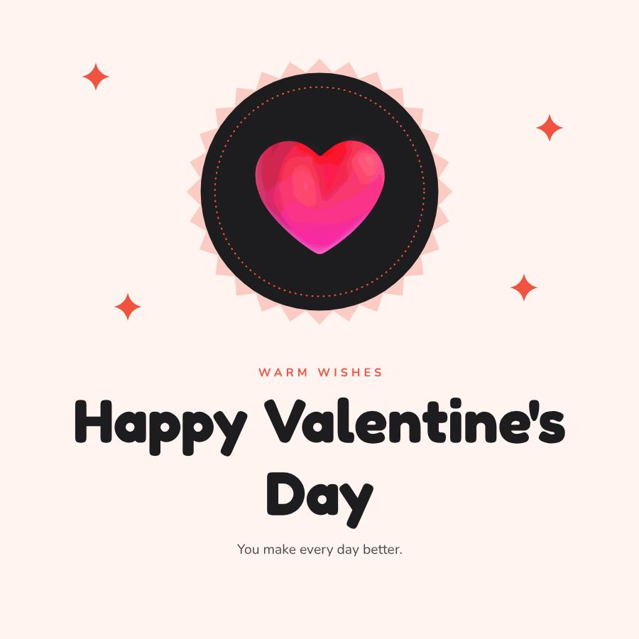 Coral Valentine's Day Greeting Post — editable festivals template