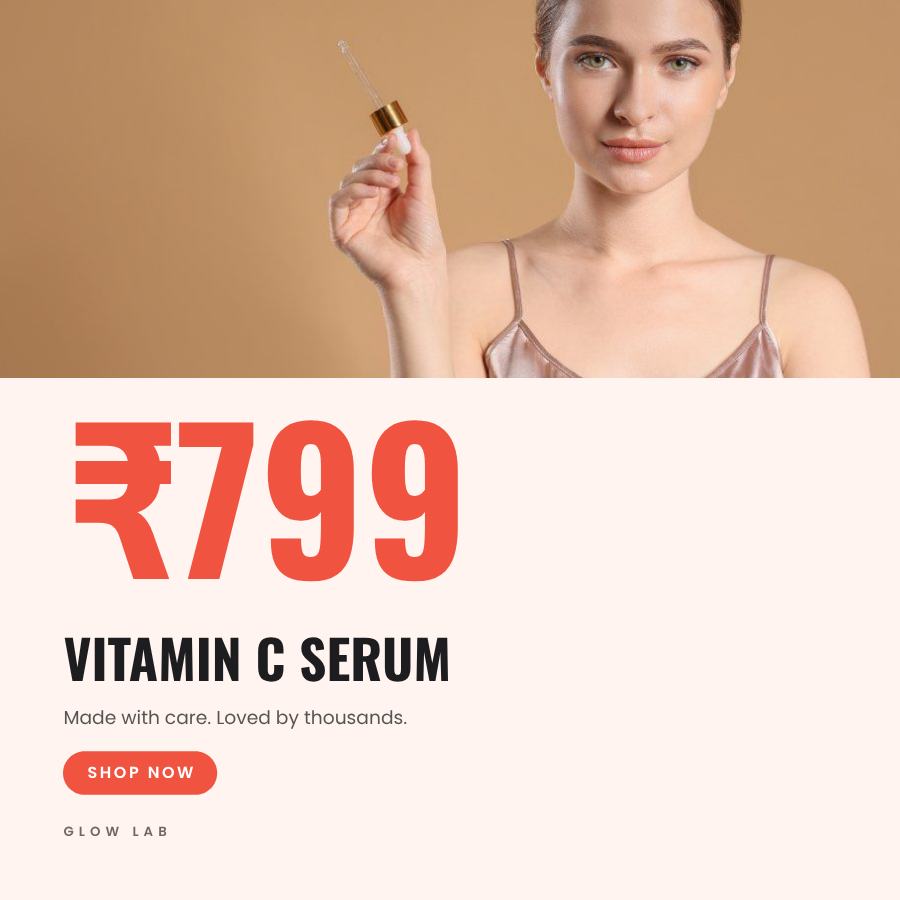 Coral Vitamin C Serum Product Ad — editable marketing template
