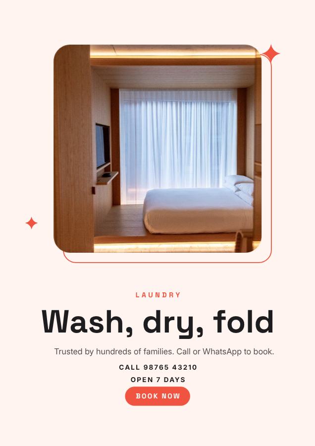 Coral Wash, dry, fold Laundry Flyer — editable business template