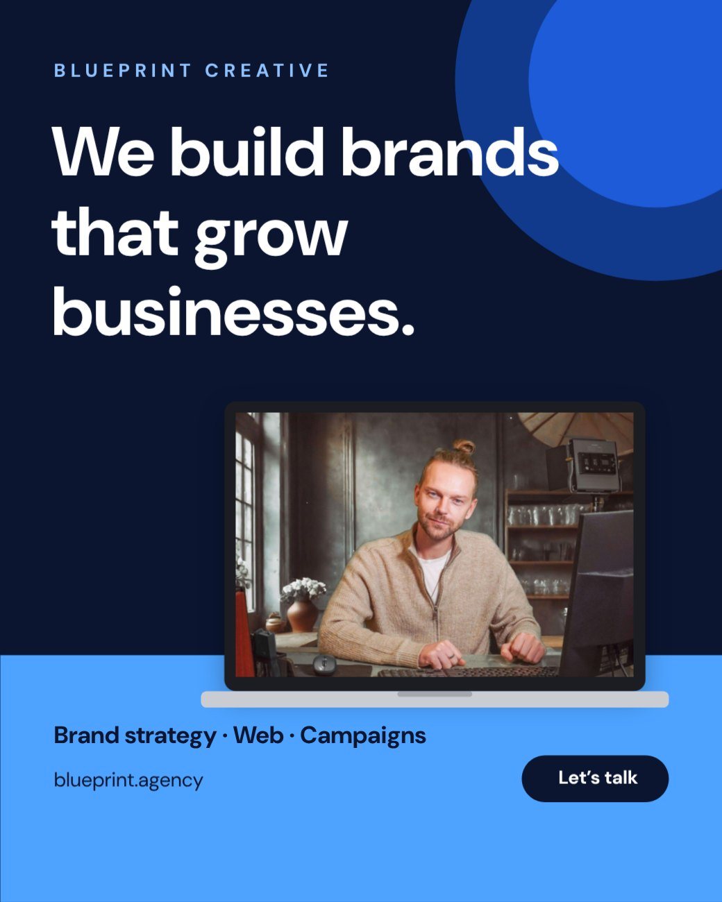 Corporate Blue Design Agency Post — editable social media template