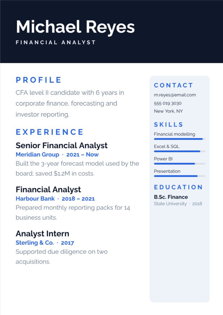 Corporate Header Resume — editable resume template