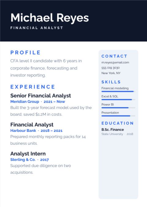 Corporate Header Resume template