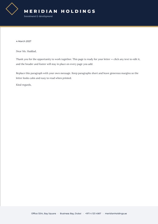 Corporate Navy Letterhead