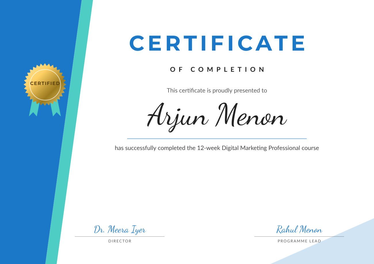Course Completion Certificate — editable certificates template