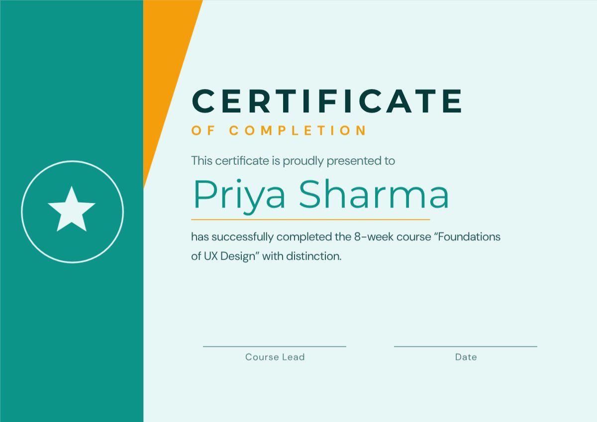 Course Completion Certificate — editable certificates template