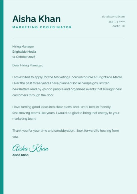 Cover Letter Modern template