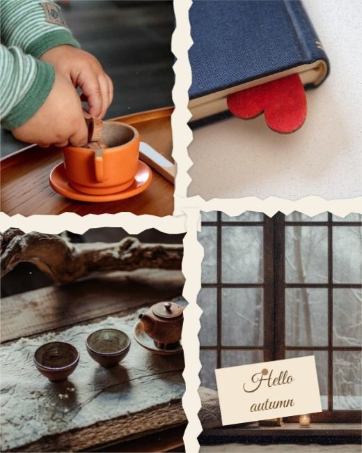 Cozy Torn Paper Collage template