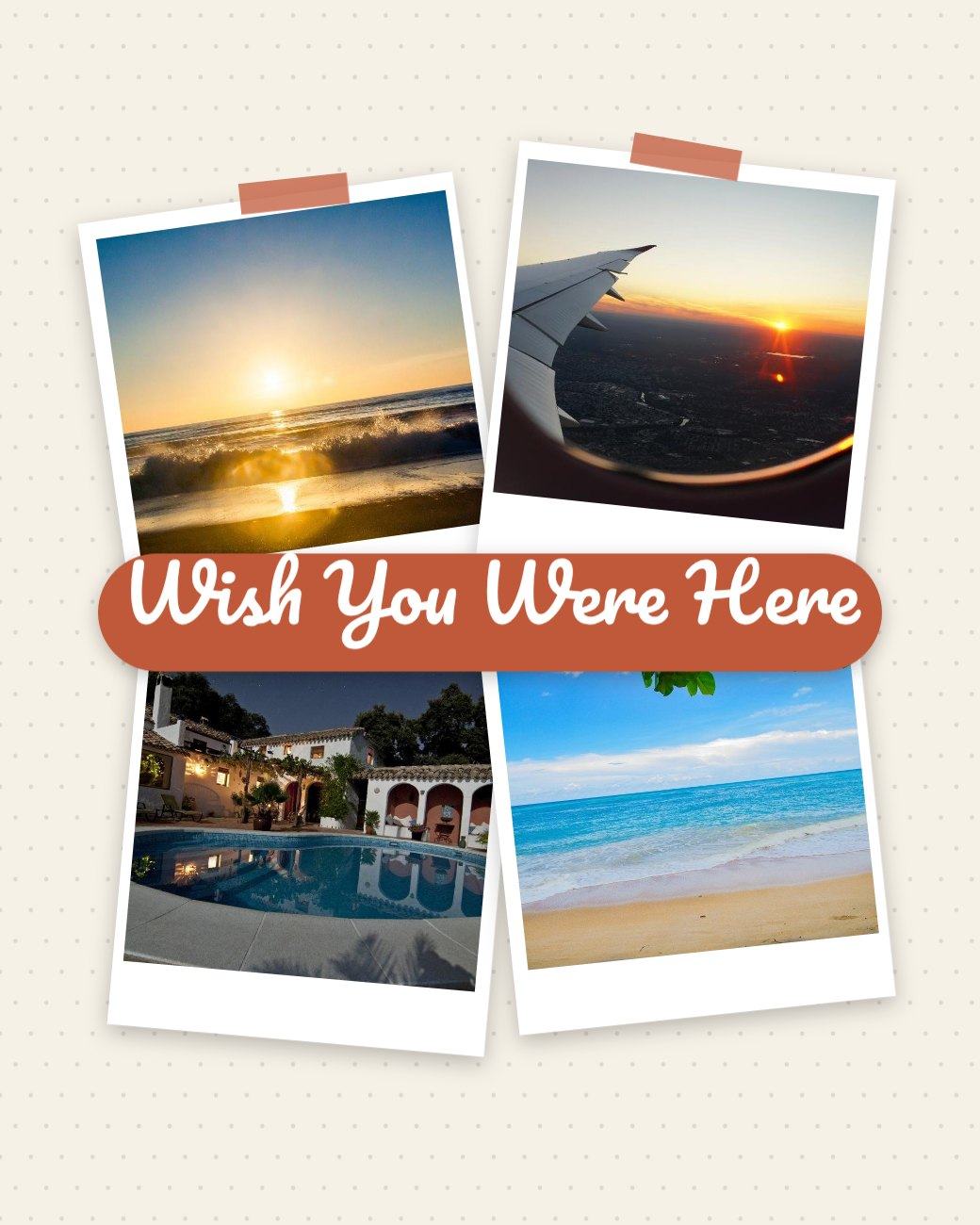 Cream Polaroid Travel Collage — editable social media template