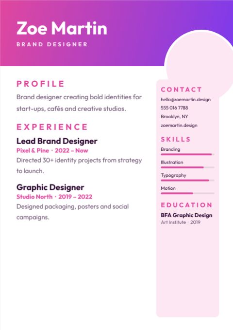 Creative Gradient Resume template