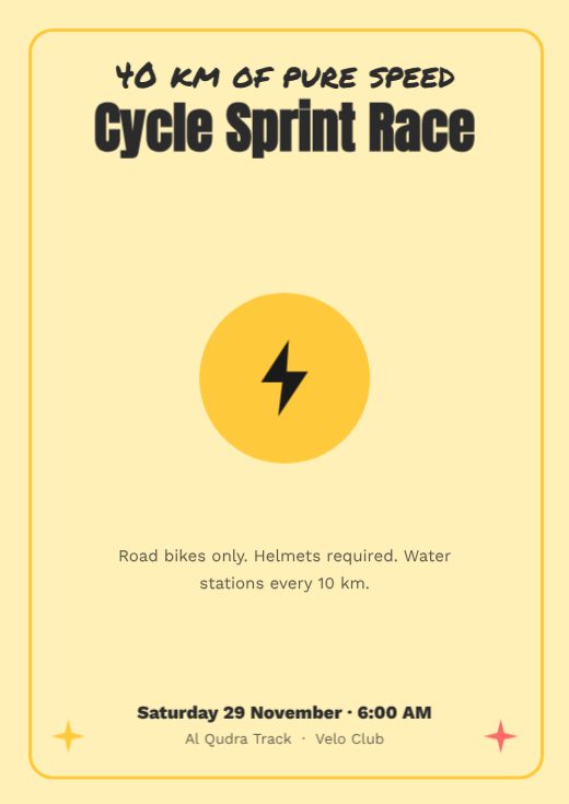 Cycle Sprint Race Sports Poster template