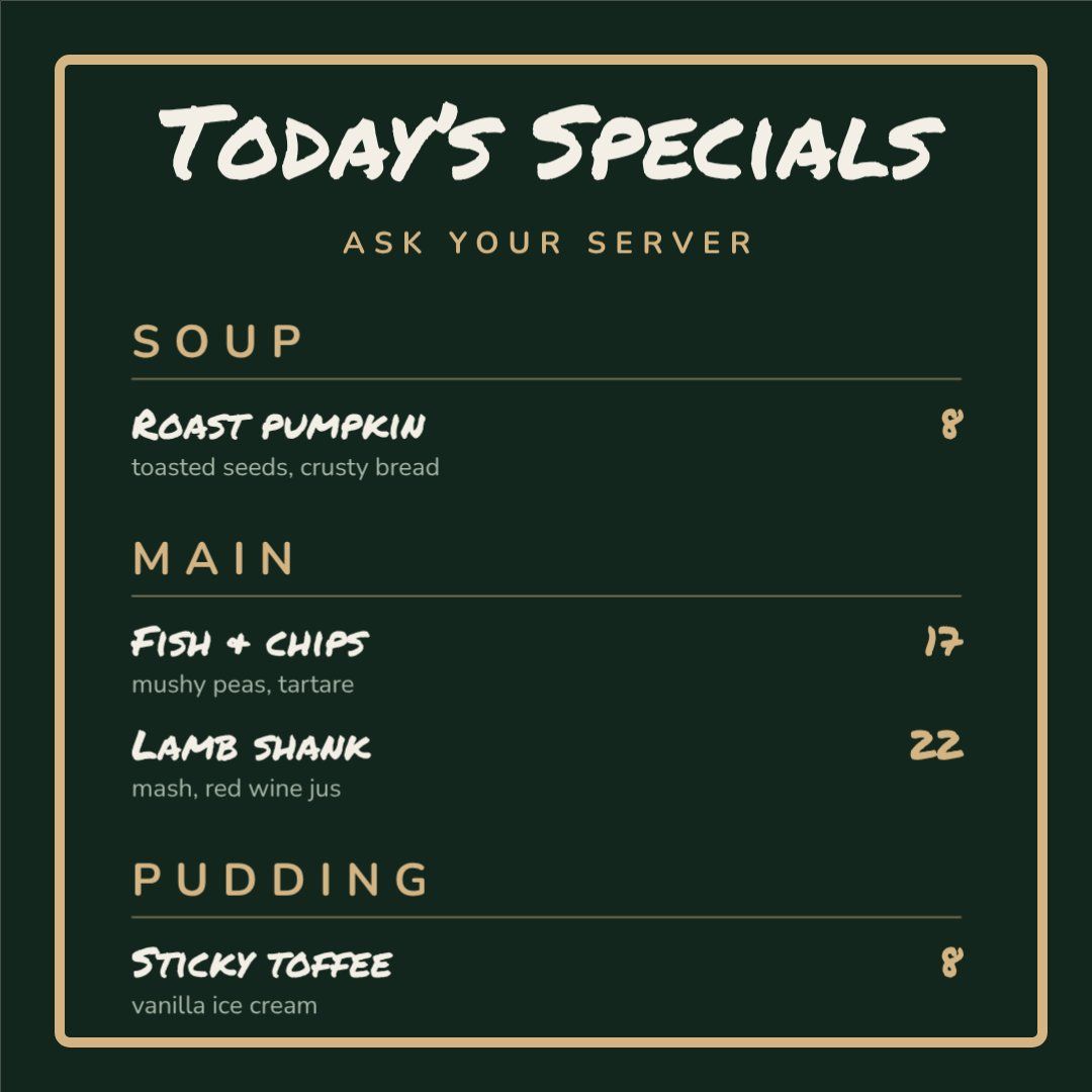 Daily Specials Board — editable menus template
