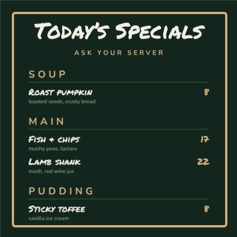 Daily Specials Board template