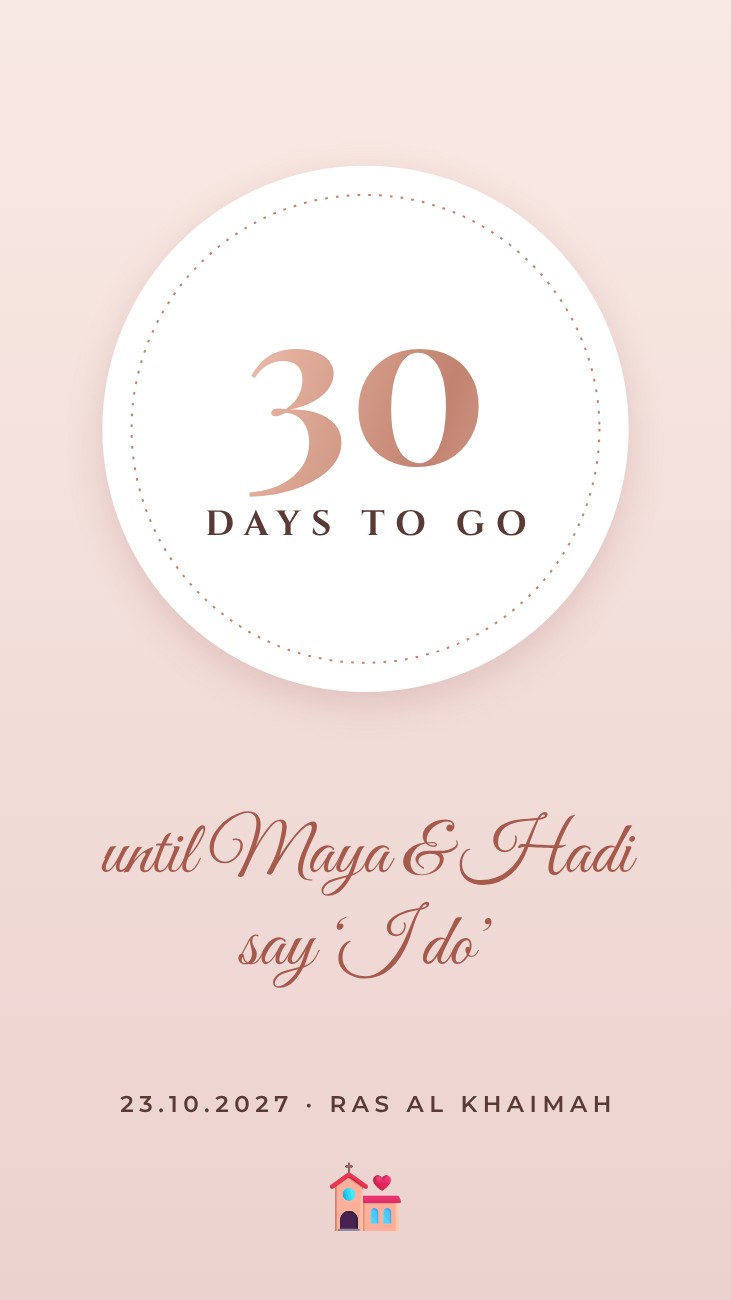 Days To Go Wedding Countdown Story — editable wedding template