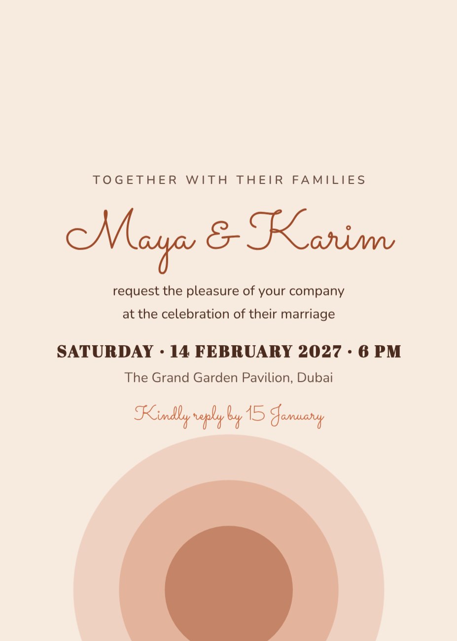 Desert Terracotta Wedding Invitation — editable wedding template