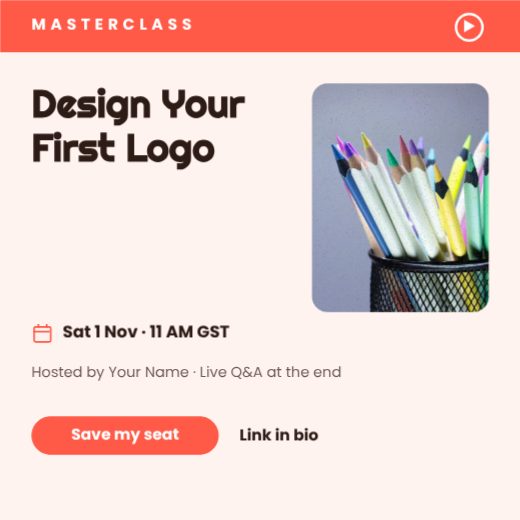 Design Your First Logo Webinar Post template