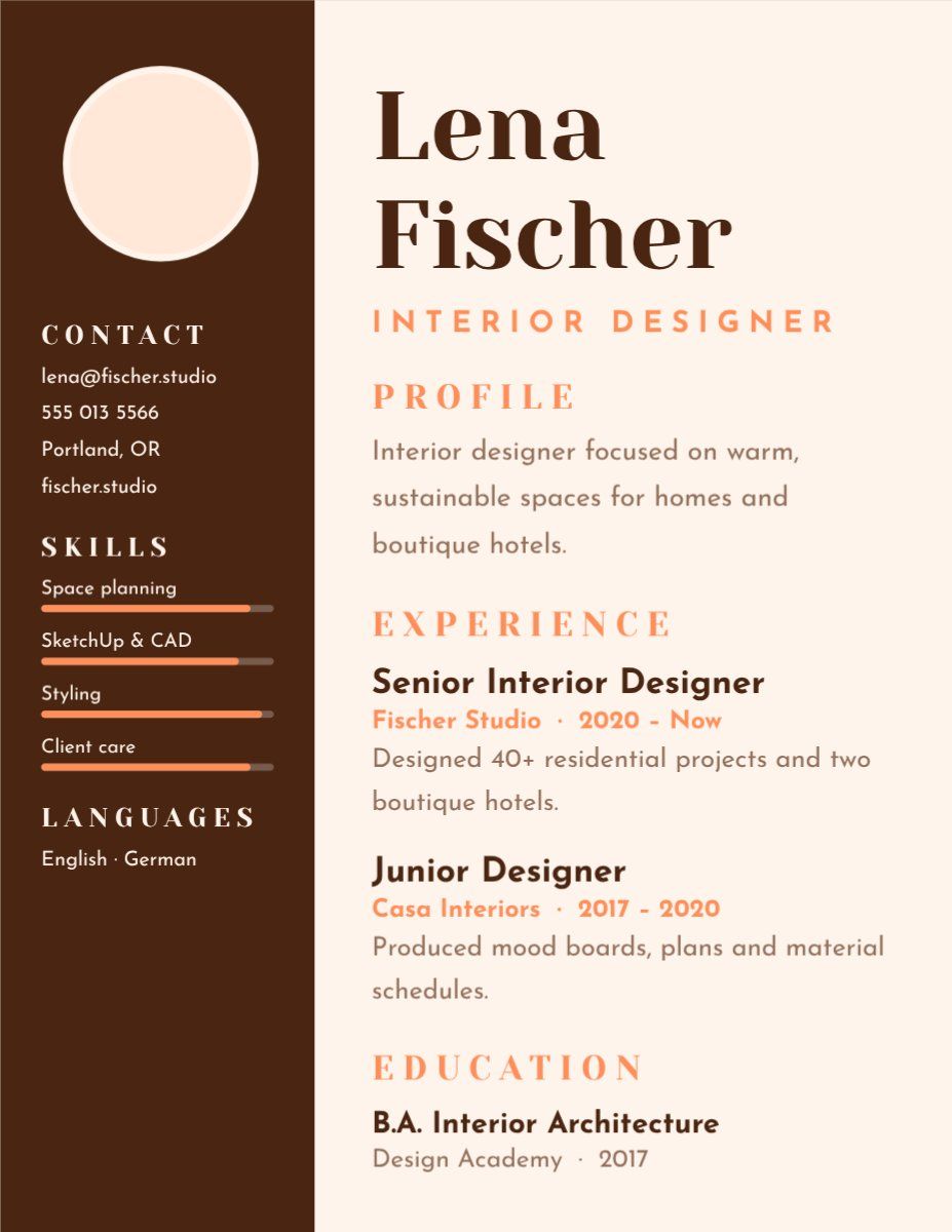 Designer Portfolio Resume — editable resume template