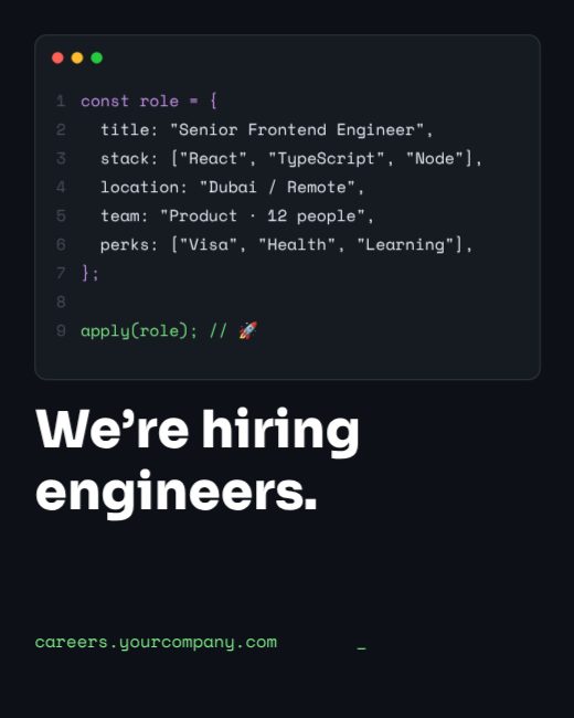 Developer Hiring Code Post — free hiring poster template