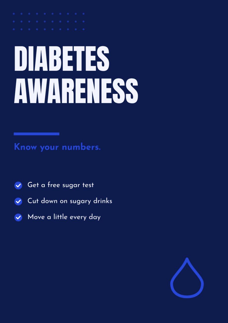 Diabetes Awareness Awareness Poster — editable marketing template
