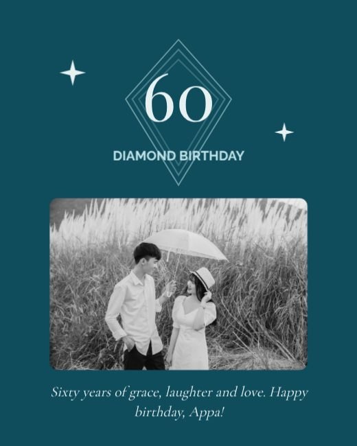 Diamond Sixty Teal Birthday Post template
