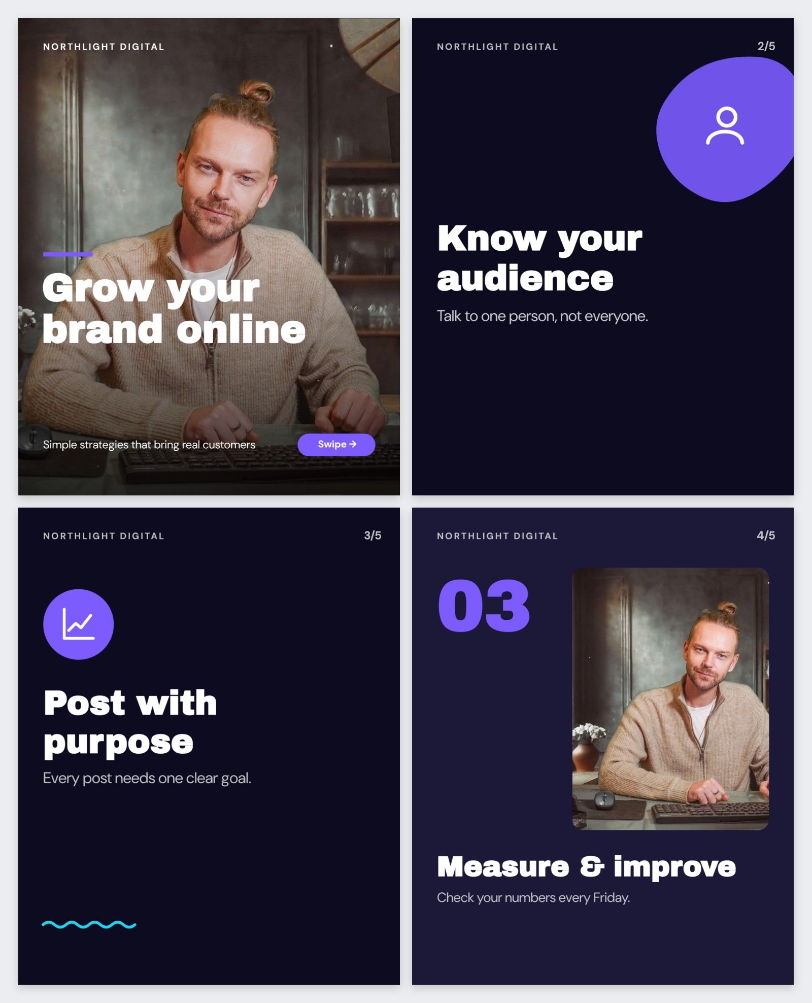 Digital Marketing Instagram Carousel — editable social media template