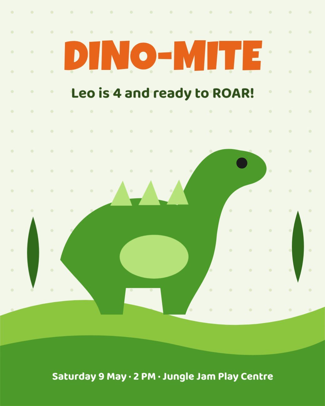 Dino Mite Kids Birthday Post — editable birthday template