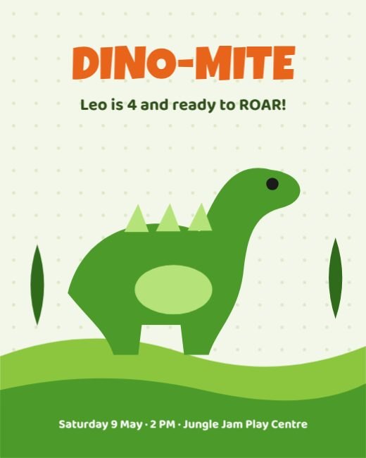 Dino Mite Kids Birthday Post template