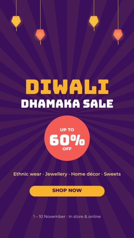 Diwali Dhamaka Sale Story — free sale design template