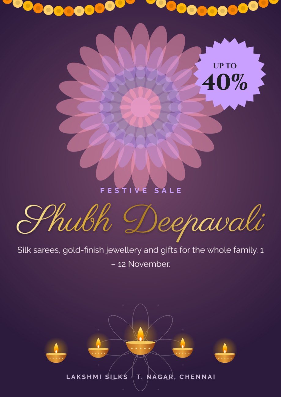 Diwali Festival Sale Poster — editable festivals template