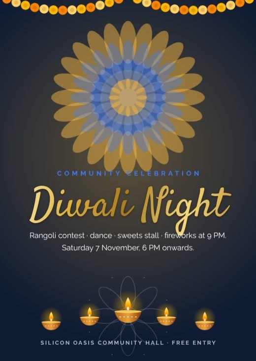 Diwali Night Navy Poster template