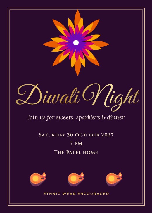 Diwali Party Invitation — free Diwali design template