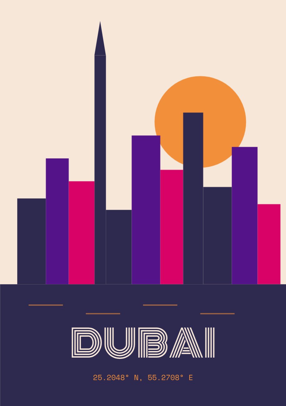 Dubai Skyline Mini Poster — editable poster template