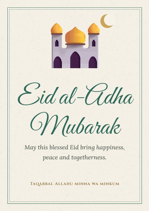 Eid al-Adha Mubarak Card — free Eid & Ramadan design template