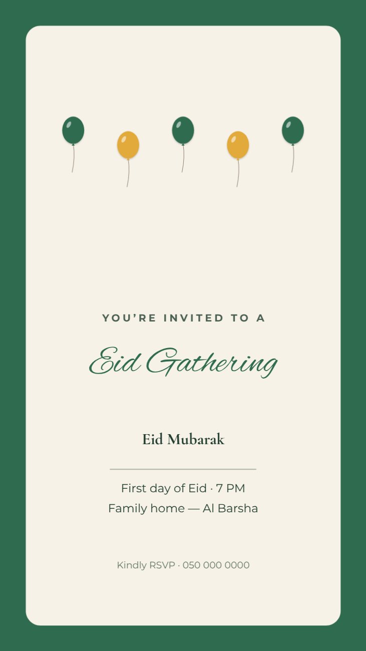 Eid Gathering Invitation Story — editable events template