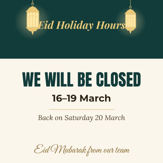 Eid Holiday Hours Post — free Eid & Ramadan design template