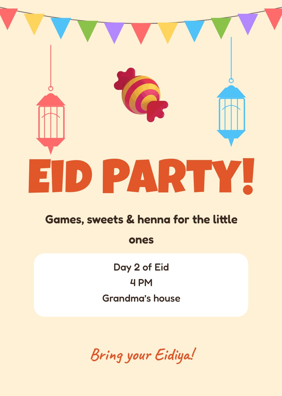 Eid Kids Party Invitation — editable festivals template