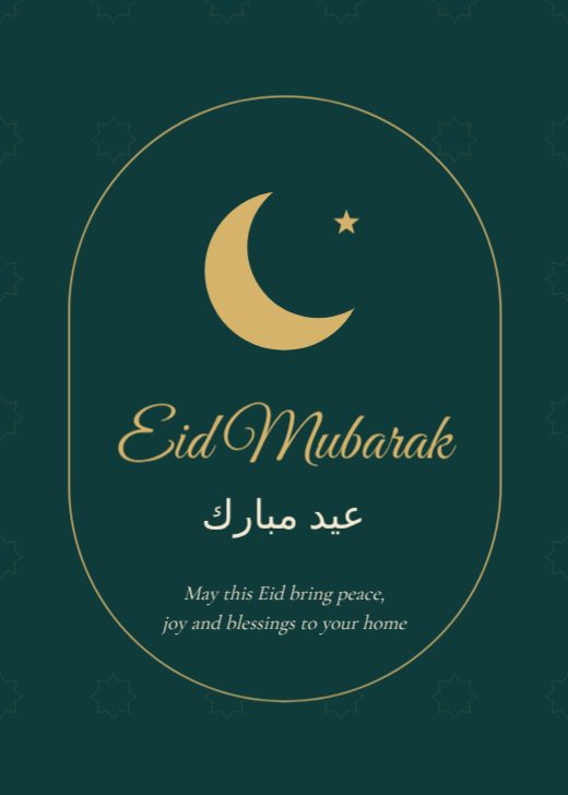 Eid Mubarak Crescent Card — free Eid & Ramadan design template