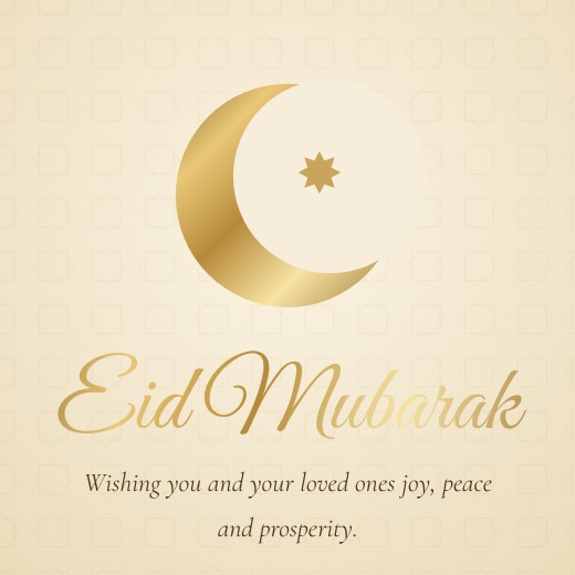 Eid Mubarak Gold Crescent Post — free Eid & Ramadan design template