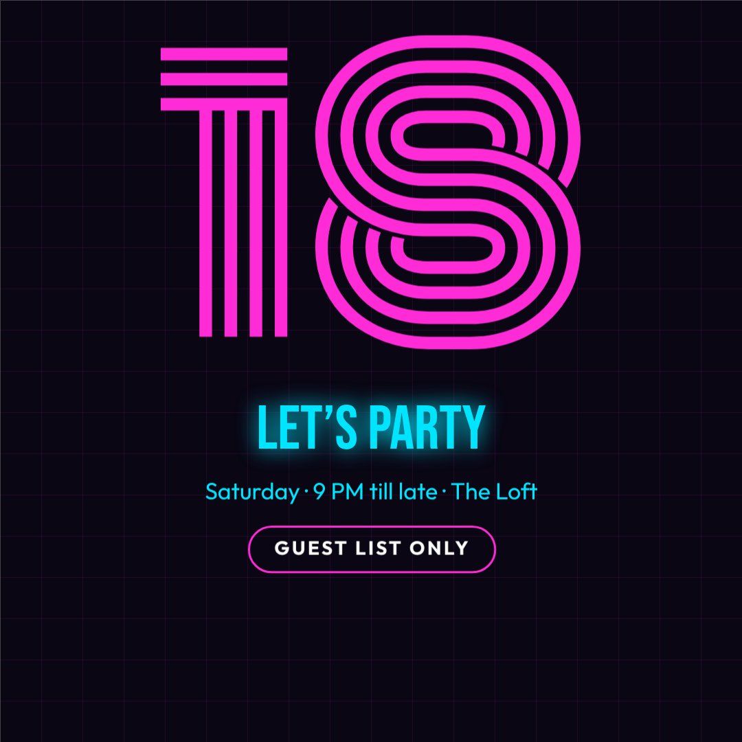 Eighteen Neon Night — editable birthday template