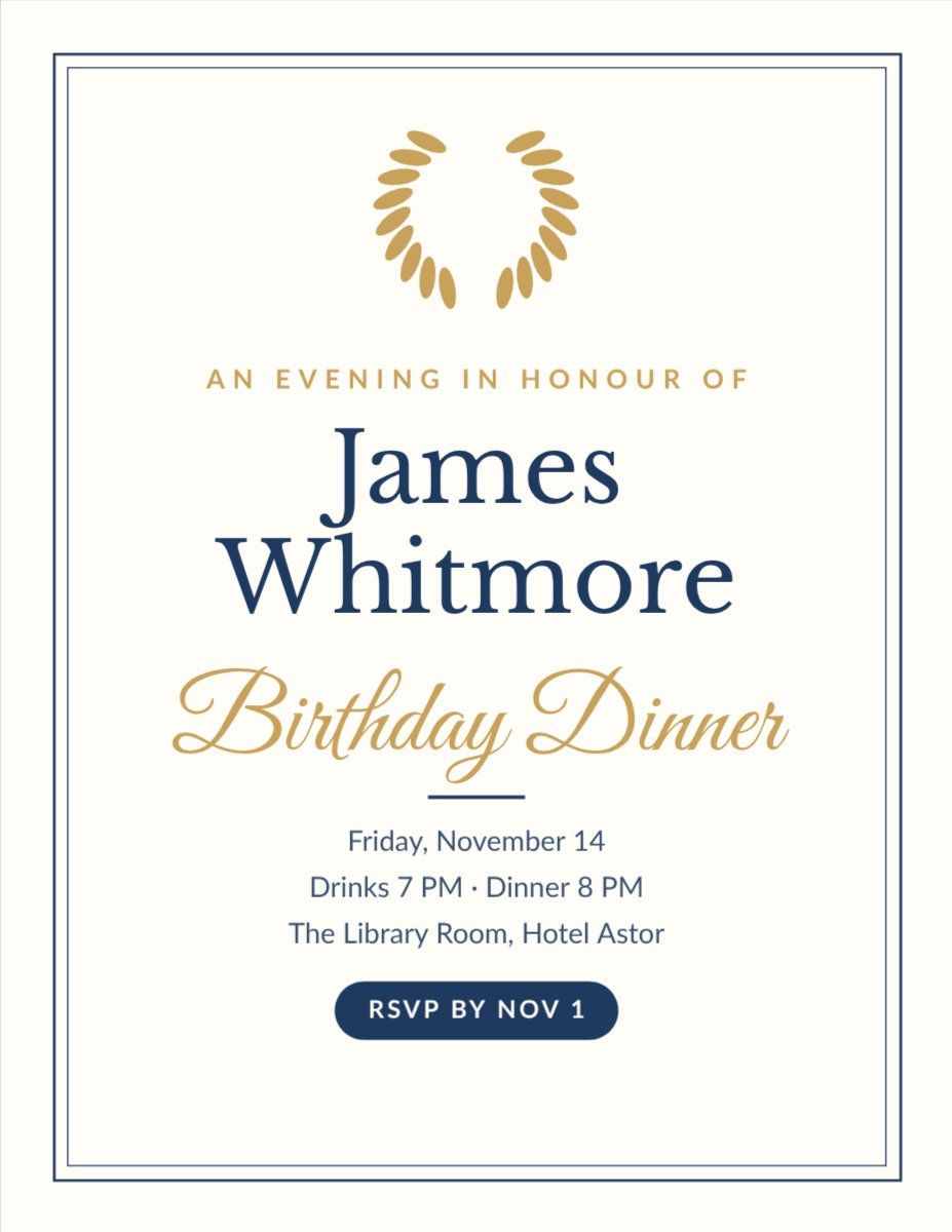 Elegant Birthday Dinner — editable birthday template