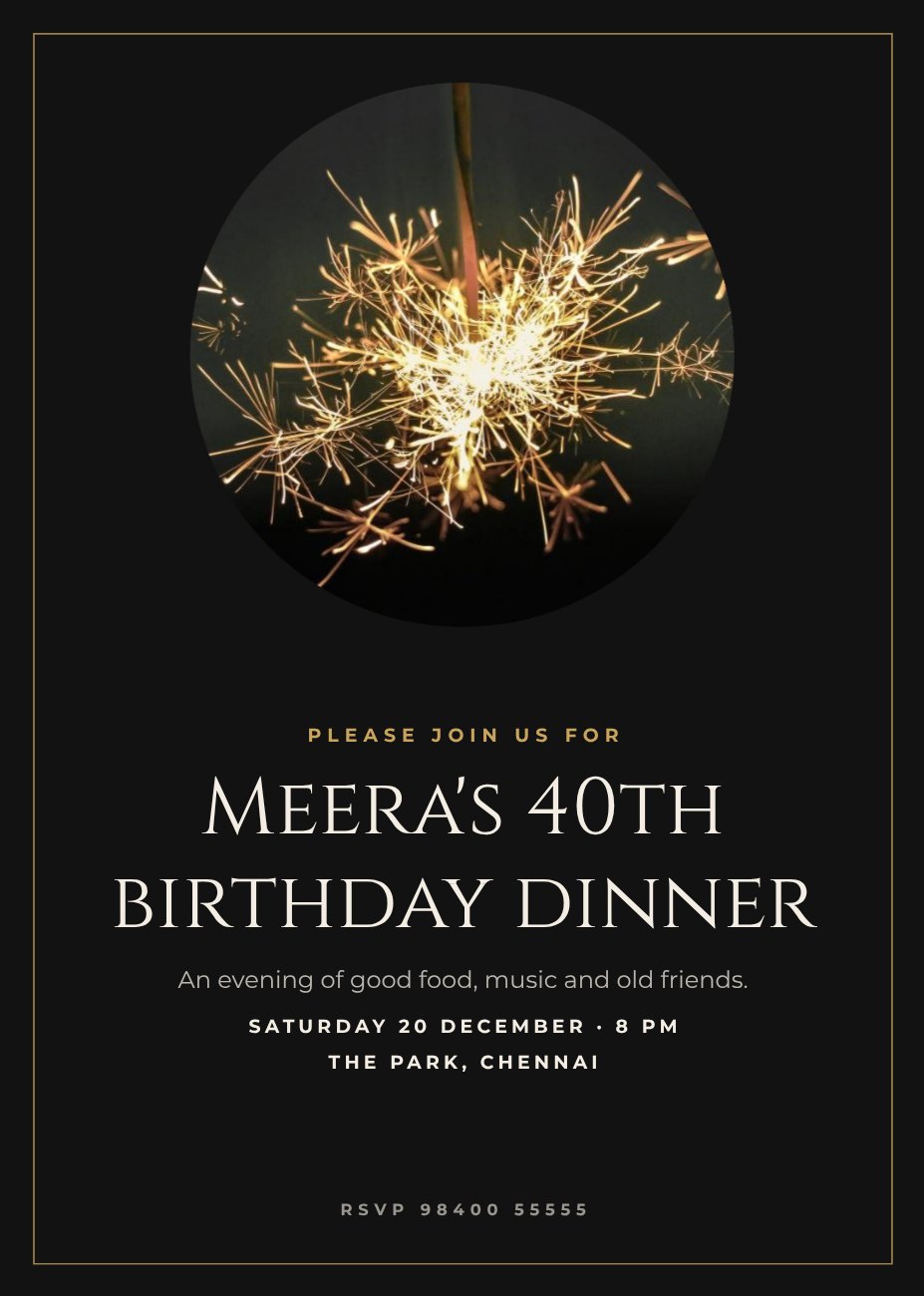 Elegant Gold Birthday Invitation — editable birthday template