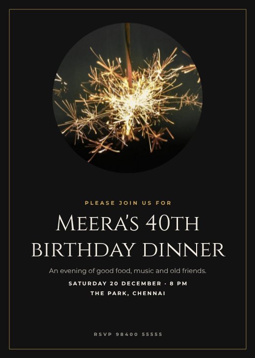 Elegant Gold Birthday Invitation — free birthday wish poster template