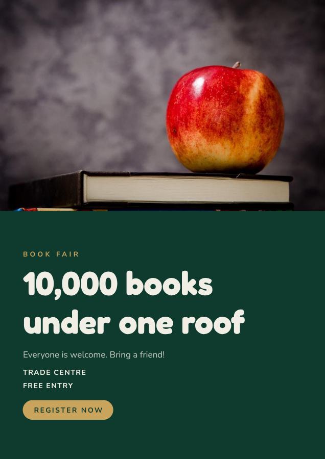 Emerald 10,000 books under one roof Poster — editable marketing template