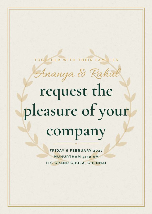 Emerald Ananya and Rahul Wedding Invitation — editable wedding template