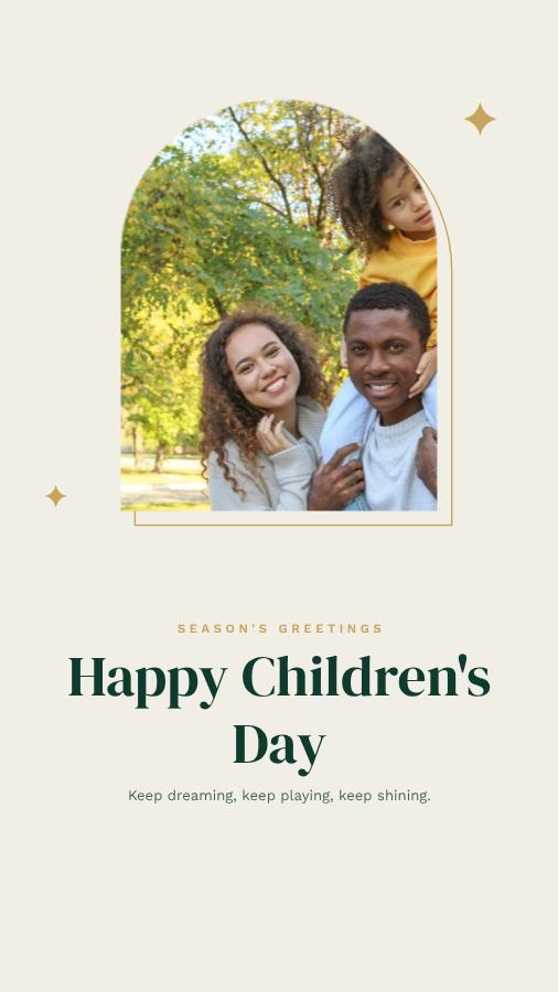 Emerald Children's Day Wishes Story — editable festivals template