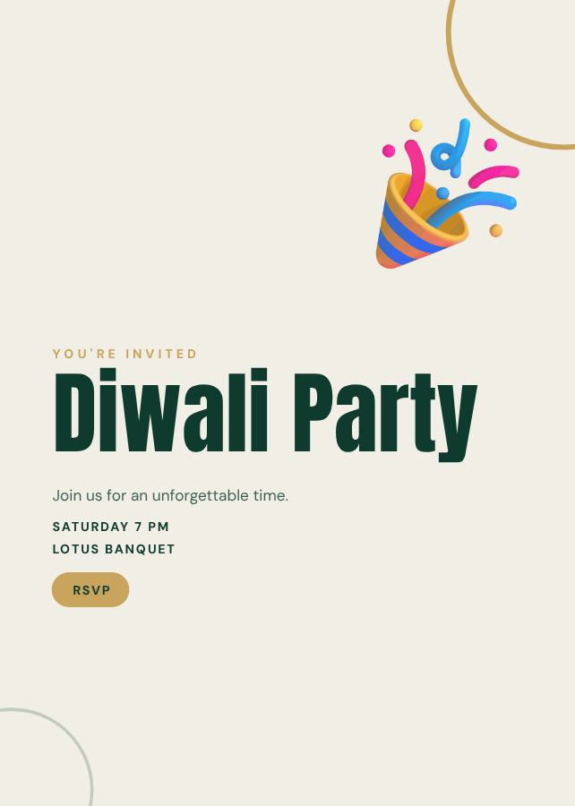 Emerald Diwali Party Card — editable events template