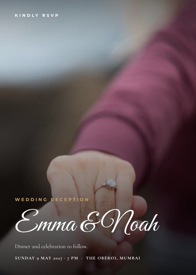 Emerald Emma and Noah Reception Invite — editable wedding template