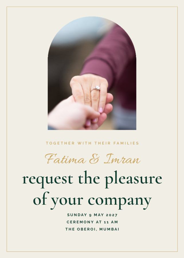 Emerald Framed Fatima and Imran Wedding Invitation — editable wedding template