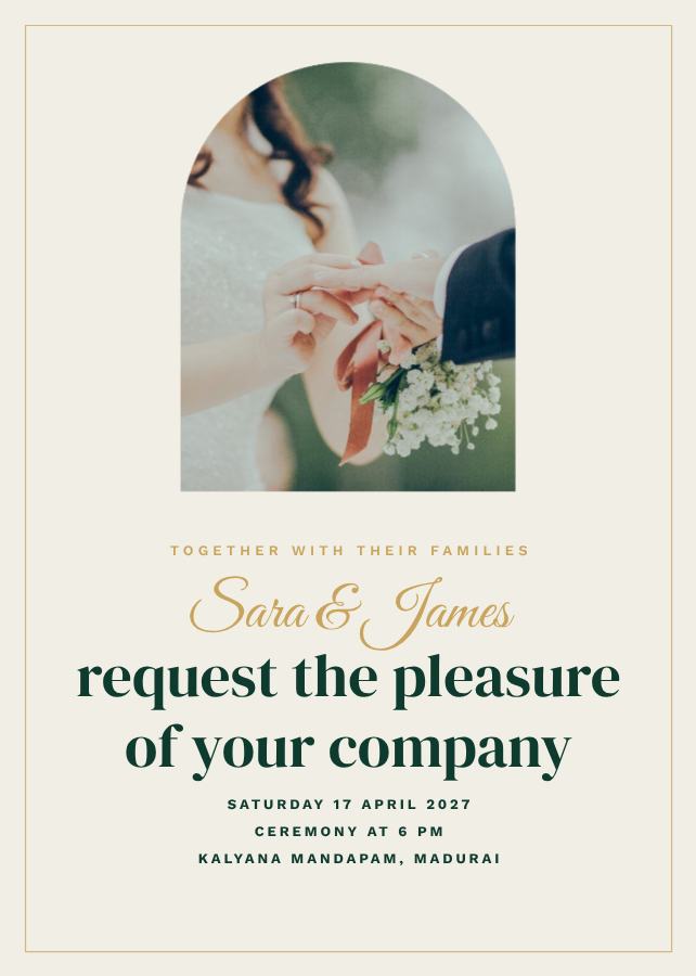 Emerald Framed Sara and James Wedding Invitation — editable wedding template
